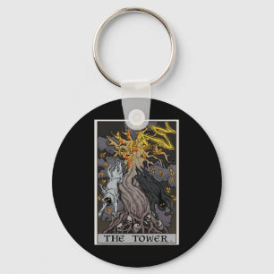 The Tower Tarot Card Halloween Tree Of Life Gothic Keychain