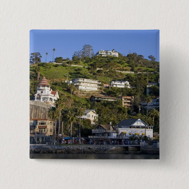 The town of Avalon on Catalina Island, 2 Inch Square Button (Front)