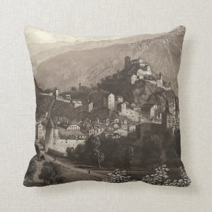 The Town of Sion Rudisuhli Antique Engraving Throw Pillow