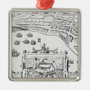 The Towne and Platforme of Fayall Metal Ornament