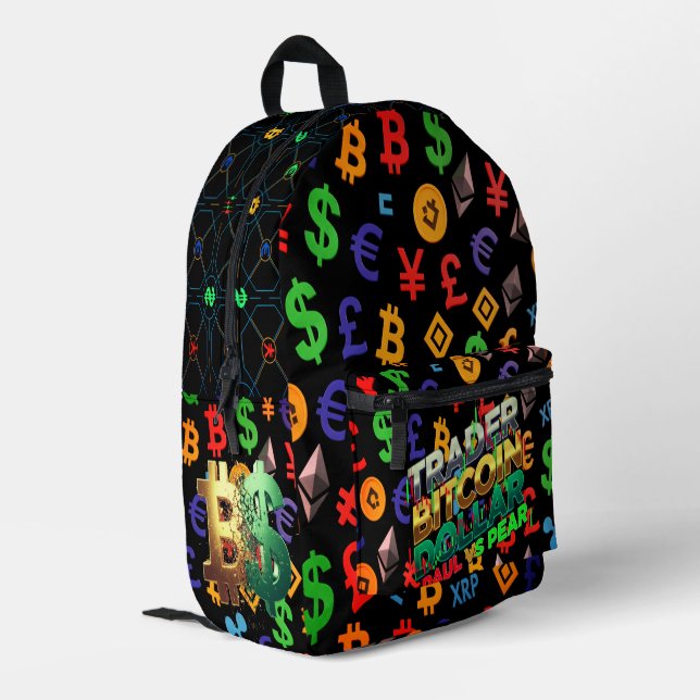 The Trader Dream Collection Candlestick Charts Printed Backpack (Back Corner Left)