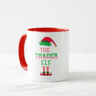 The Trader Elf Funny Matching Christmas Mug