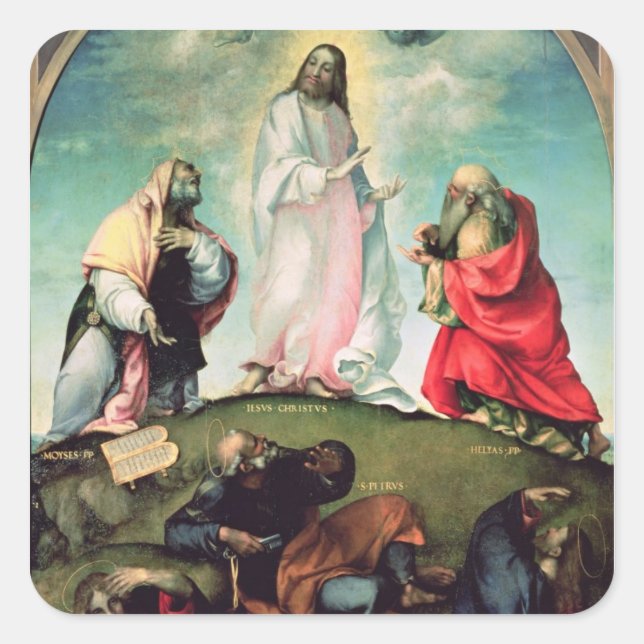 The Transfiguration of Christ, c.1510-12 (oil on p Square Sticker (Front)