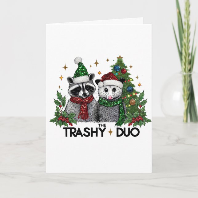 The Trashy Duo Cute Animals Christmas Greeting  Card (Front)