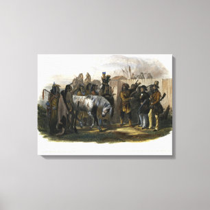 The Travellers Meeting with Minatarre Indians near Canvas Print