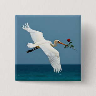 The travelling bird 2 inch square button