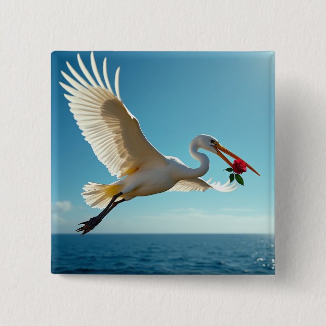 The travelling bird 2 inch square button (Front)