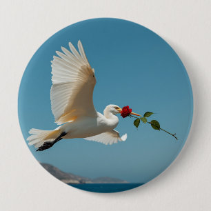 The travelling bird 4 inch round button