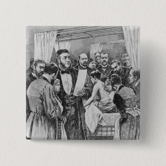 The treatment of tuberculosis 2 inch square button (Front)