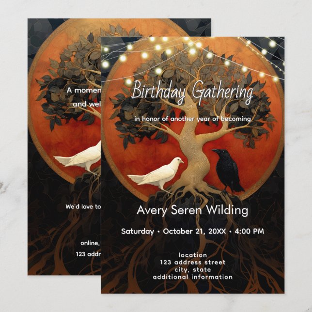 The Tree Between Worlds | Tree of Life R&B Invitation (Front/Back)