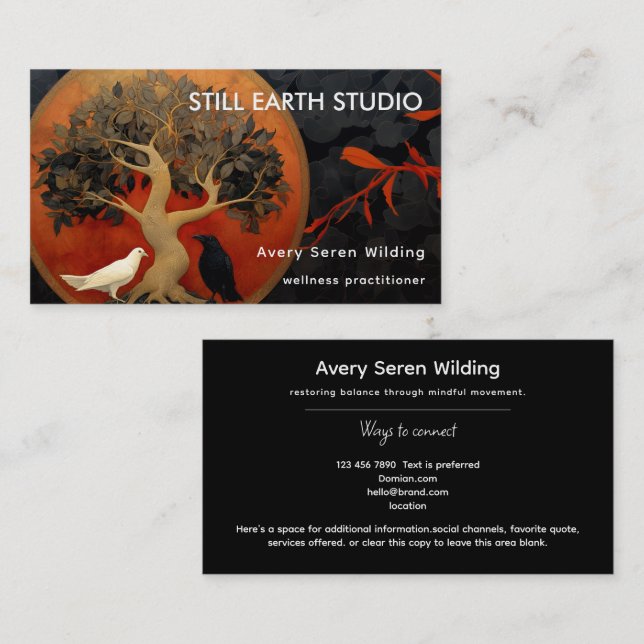 The Tree Between Worlds | Tree of Life Red/Blk Business Card (Front/Back)