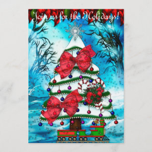 The Tree Christmas Folk Art CUSTOM Feast Invitation