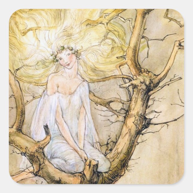 The Tree Fairy Vintage  Square Sticker (Front)