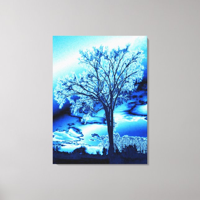The Tree in Ice Blue on Canvas Print (Front)