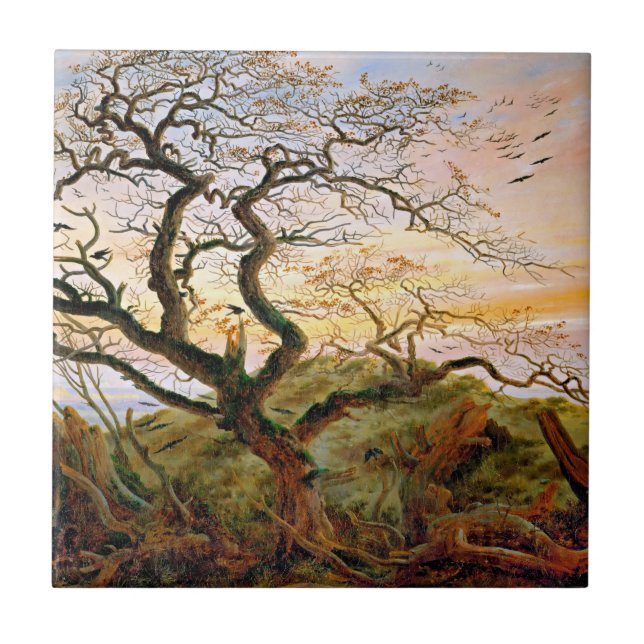 The Tree of Crows by Caspar David Friedrich Tile (Front)