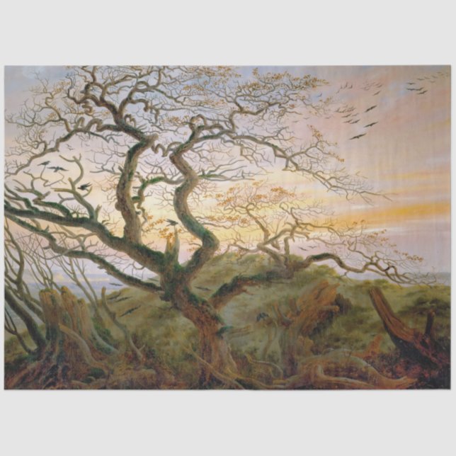 The Tree of Crows (by Caspar David Friedrich) Tissue Paper (Front)