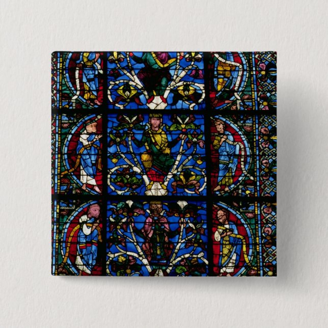 The Tree of Jesse, lancet window in the west facad 2 Inch Square Button (Front)