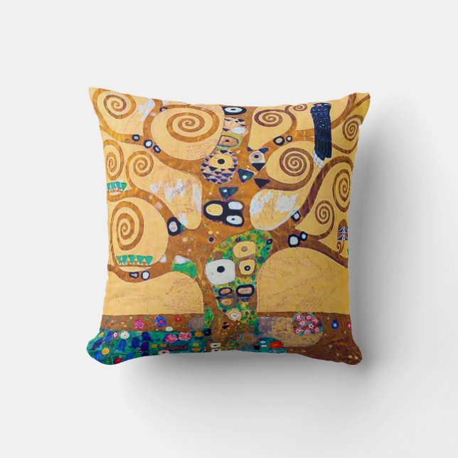 The Tree of Life (detail), Klimt Throw Pillow (Front)