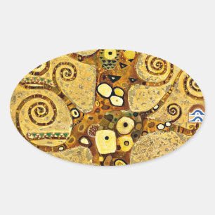 "The Tree of Life", Gustav Klimt Oval Sticker