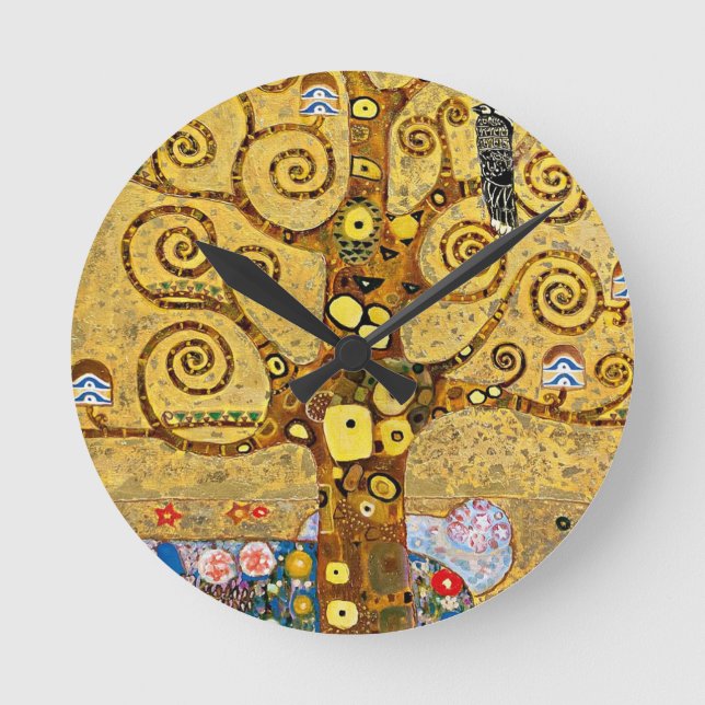 "The Tree of Life", Gustav Klimt Round Clock (Front)