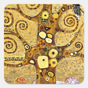 "The Tree of Life" , Gustav Klimt Square Sticker