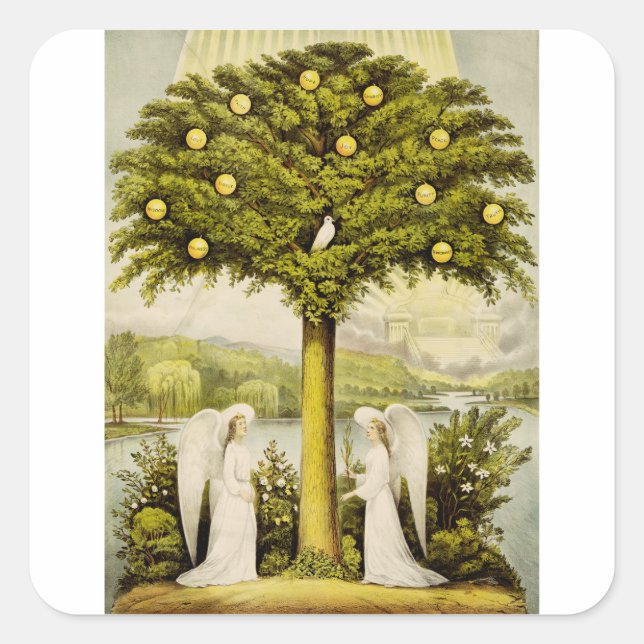 The tree of life square sticker (Front)
