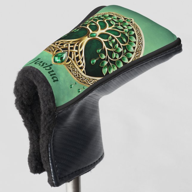The tree of life with Celtic knots. Golf Head Cover (3/4 Front)