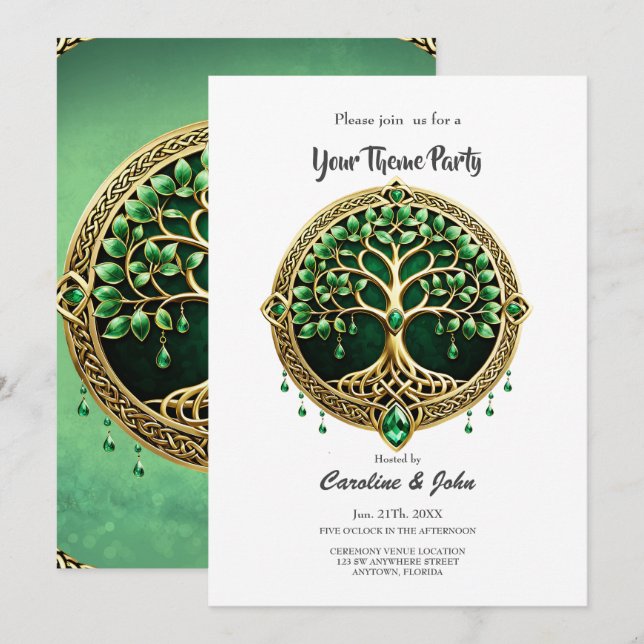 The tree of life with Celtic knots.  Invitation (Front/Back)