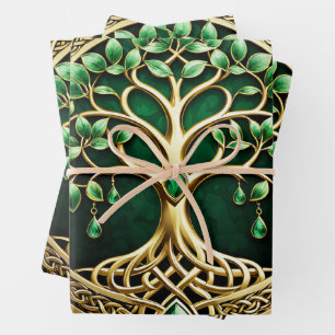 The tree of life with Celtic knots. Wrapping Paper Sheet