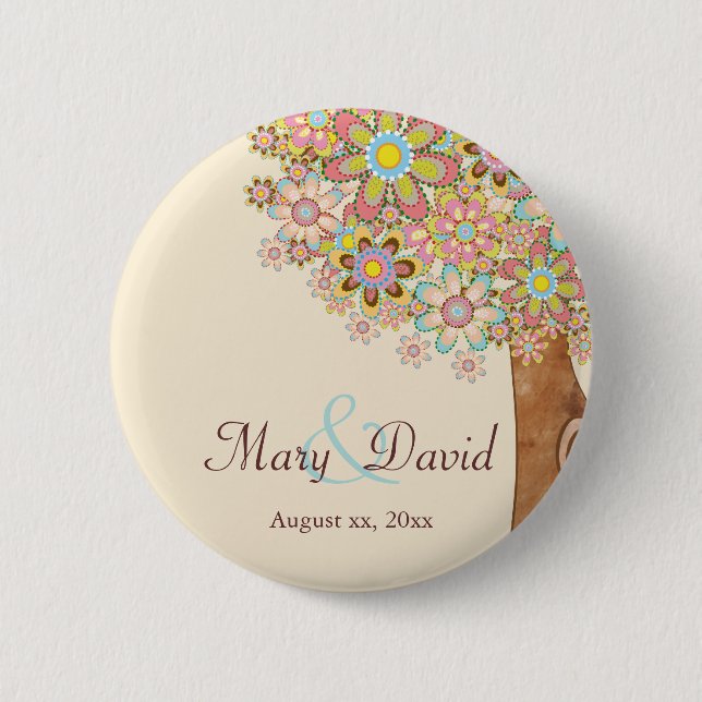The Tree of Love Save the Date 2 Inch Round Button (Front)