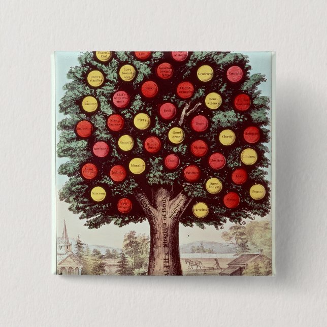 The Tree of Temperance, 1872 2 Inch Square Button (Front)