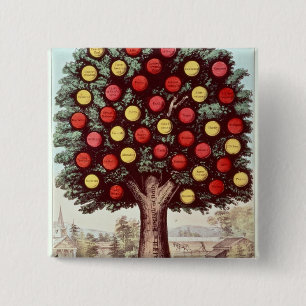 The Tree of Temperance, 1872 2 Inch Square Button