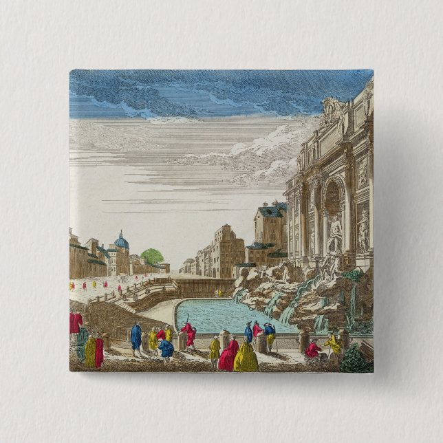 The Trevi Fountain, Rome 2 Inch Square Button (Front)