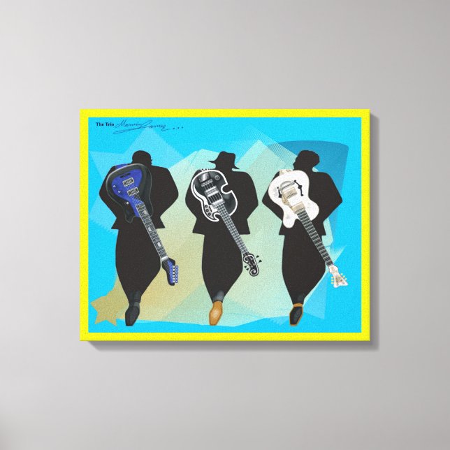 The Trio-Stretched Canvas Print-Yellow Background Print (Front)