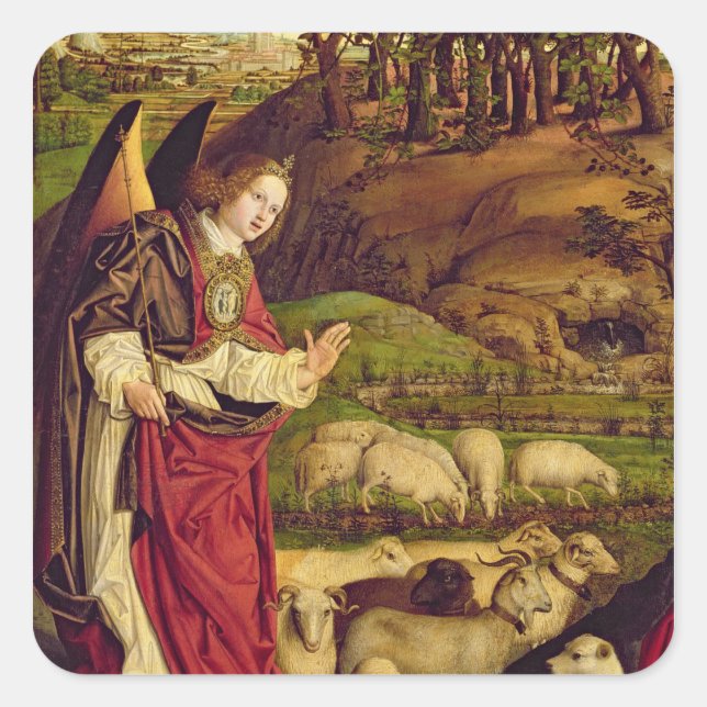 The Triptych of Moses and the Burning Bush Square Sticker (Front)