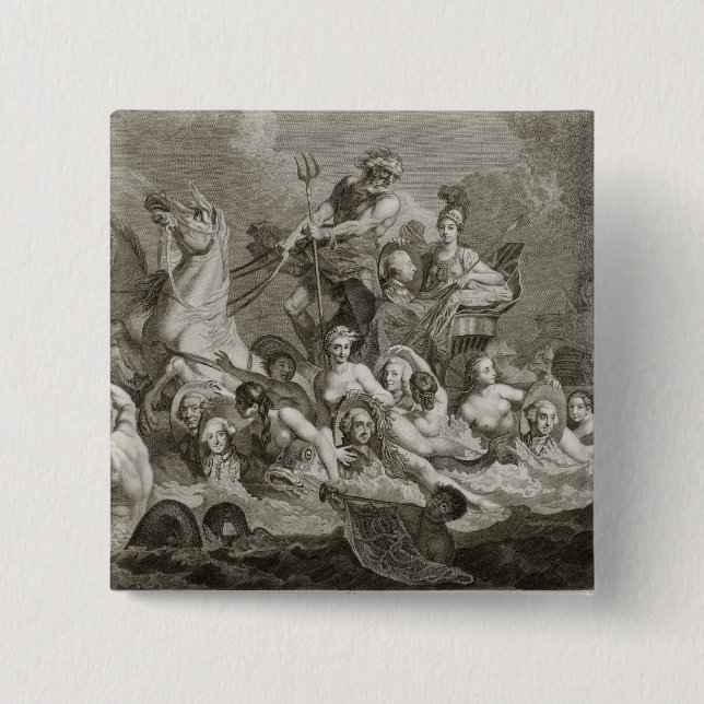 The Triumph of Britannia, c.1765 (engraving) 2 Inch Square Button (Front)