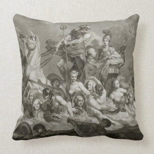 The Triumph of Britannia, c.1765 (engraving) Throw Pillow
