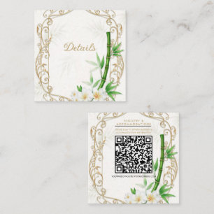 The Tropical Imperial Bamboo Garden Wedding Detail Square Business Card