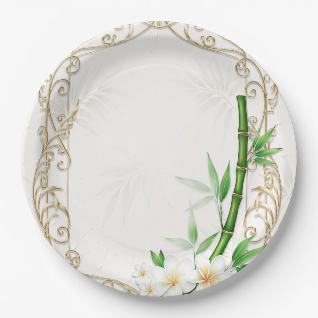 The Tropical Imperial Bamboo Garden Wedding  Paper Plate (Front)