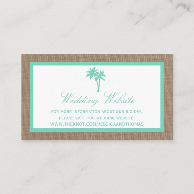 The Tropical Palm Tree Beach Wedding Collection Enclosure Card (Front)