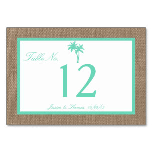 The Tropical Palm Tree Beach Wedding Collection Table Number