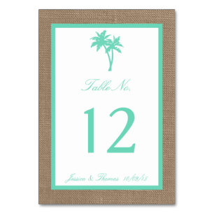 The Tropical Palm Tree Beach Wedding Collection Table Number