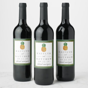 The Tropical Pineapple Wedding Collection Wine Label