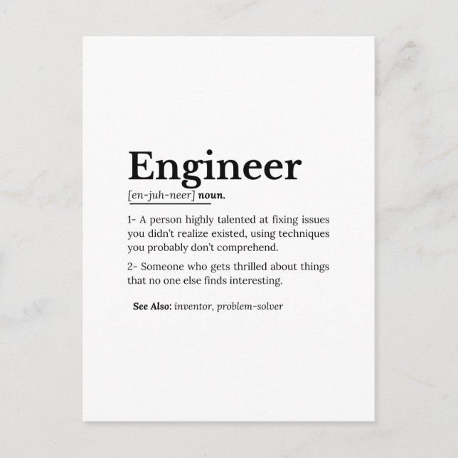 The True Meaning of an Engineer Postcard (Front)