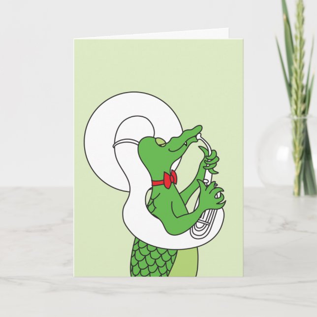 The Tuba Playing Alligator Card (Front)