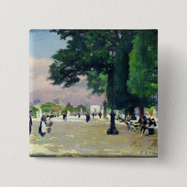 The Tuileries 2 Inch Square Button (Front)