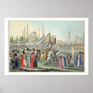 The Turkish Sultan reviewing his Janissaries (engr Poster