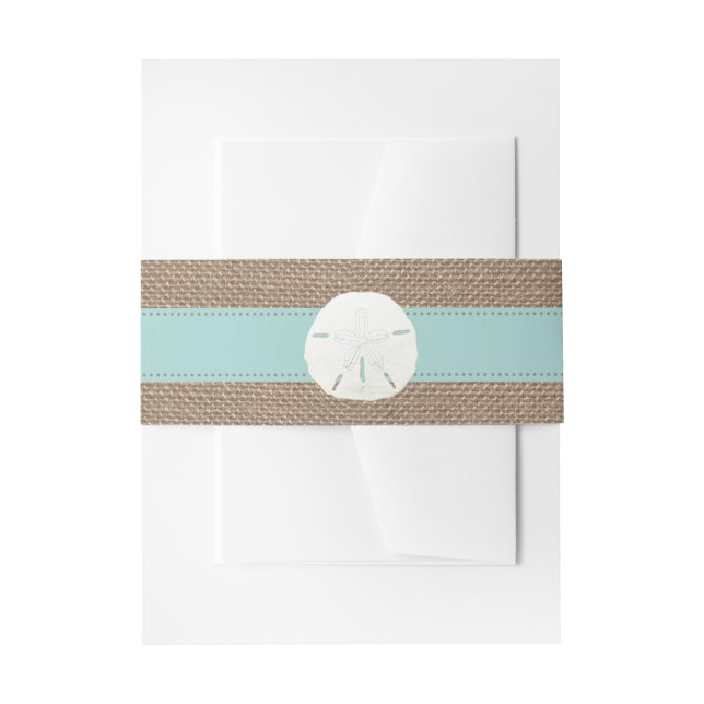 The Turquoise Sand Dollar Beach Wedding Collection Invitation Belly Band (Front Example)