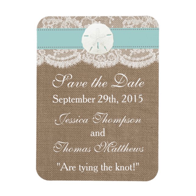 The Turquoise Sand Dollar Beach Wedding Collection Magnet (Vertical)