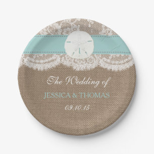 The Turquoise Sand Dollar Beach Wedding Collection Paper Plate